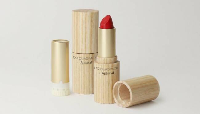 Aptar et Quadpack s’associent pour créer un rouge à lèvres rechargeable en bois